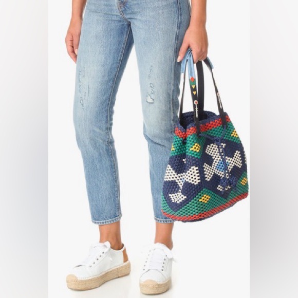 TORY BURCH WOVEN BAG IN NAVY SEA - Picture 4 of 4